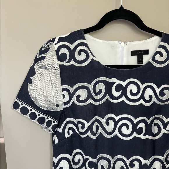 J. Crew Geometric Short Sleeve Dress, Size 8 Petite - Picture 2 of 8